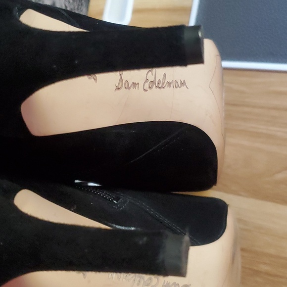 Sam Edelman Black Western Suede Boho Chic Fringe Ankle Bootie Size 8 Heel Boots - Picture 6 of 10